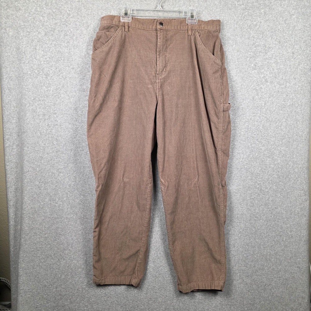 Faded Glory‎ Pants Womens 20W Brown Pine Bark Carpenter Corduroy Relaxed Fit